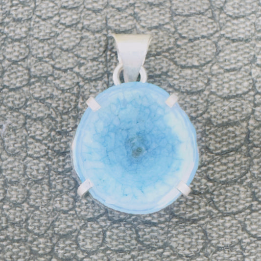 Sale - 1.2" Dragon Vein Agate Sterling Silver Pendant Necklace (18")