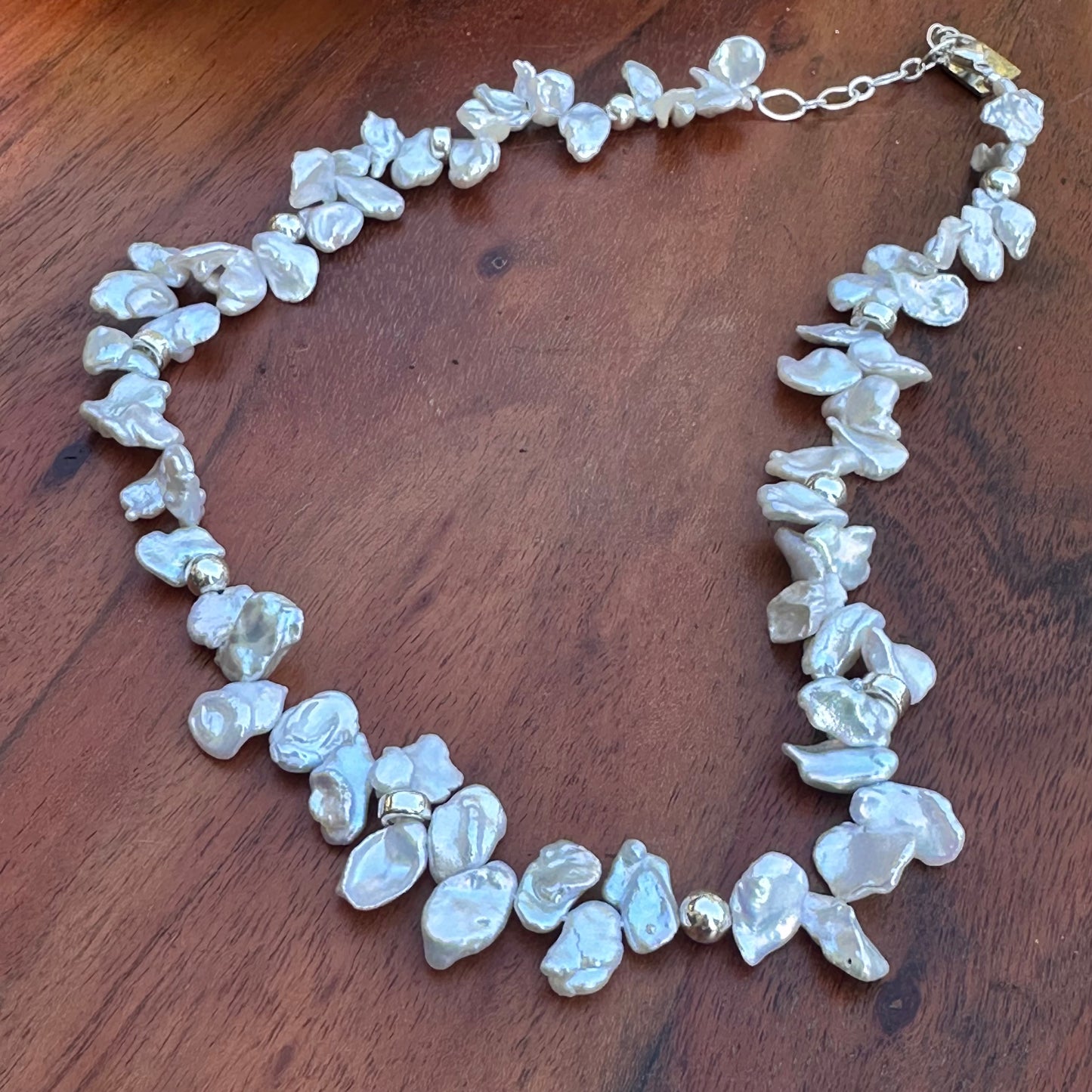 Cultured Keishi Pearl & Sterling Silver Necklace
