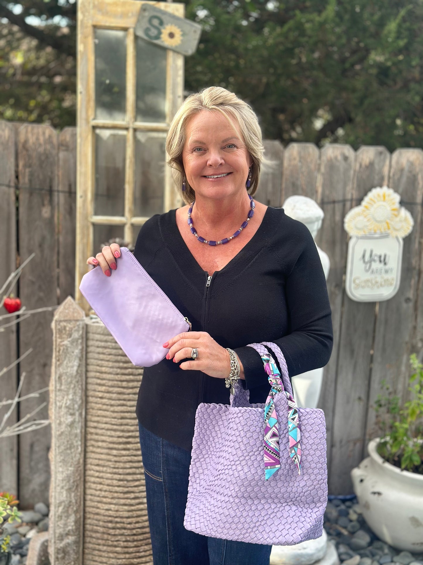 Summer Neoprene Woven Bag & Wallet Set