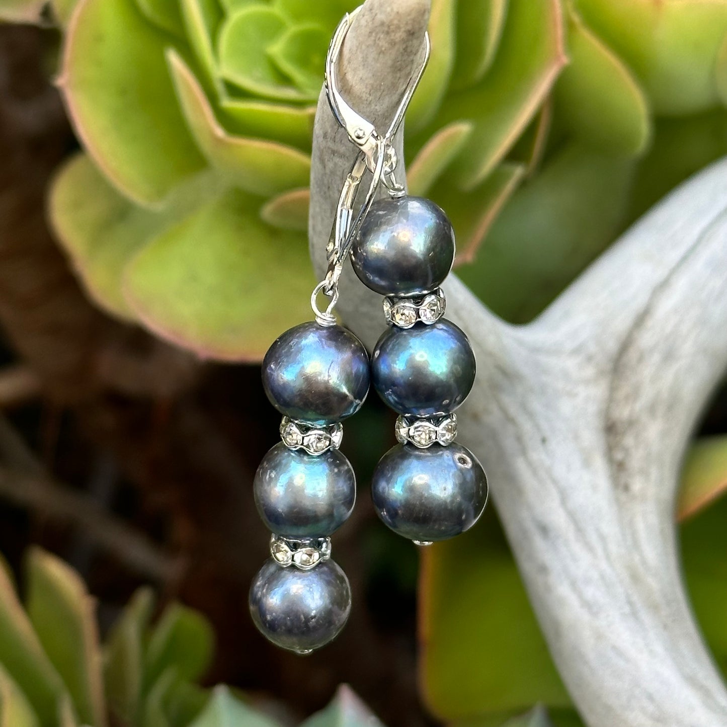 Triple Cultured Pearl Earrings 2”