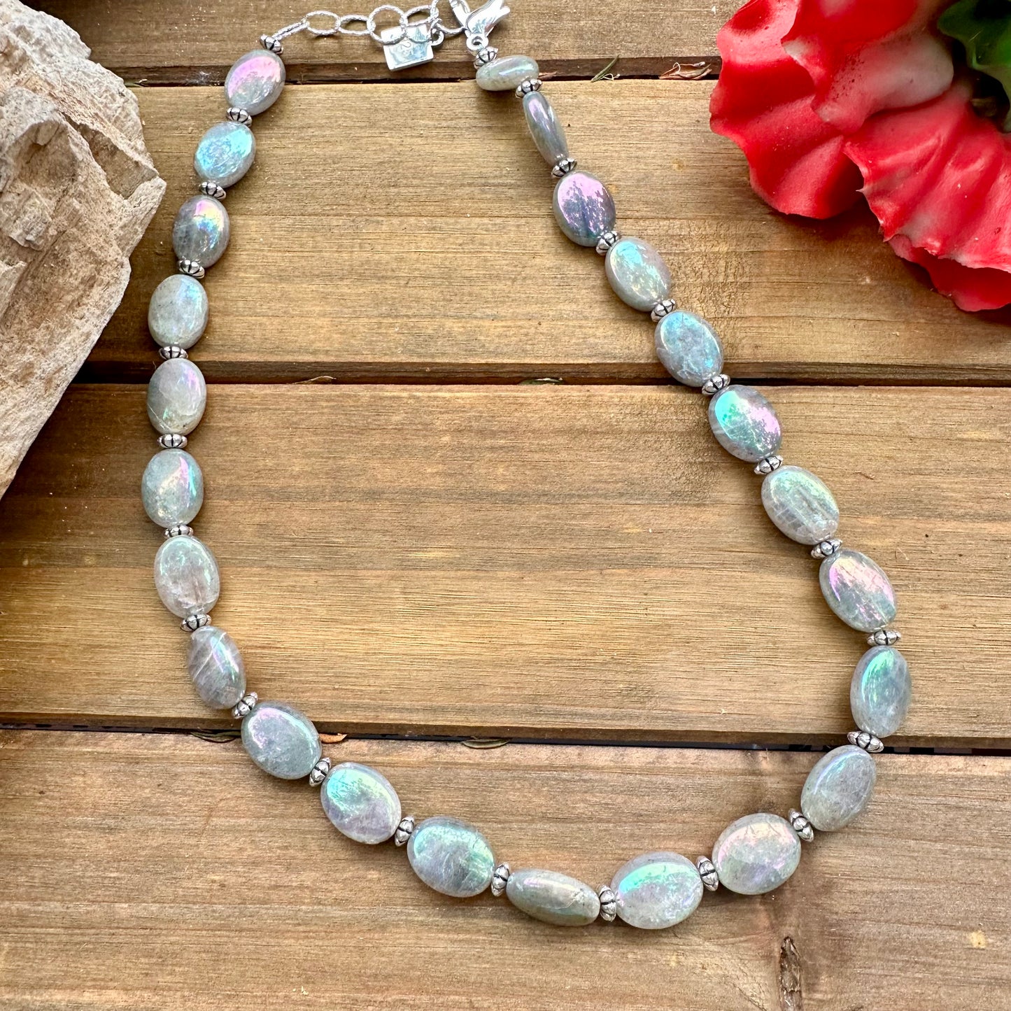N0858 Labradorite Sterling Necklace (18”-20”)