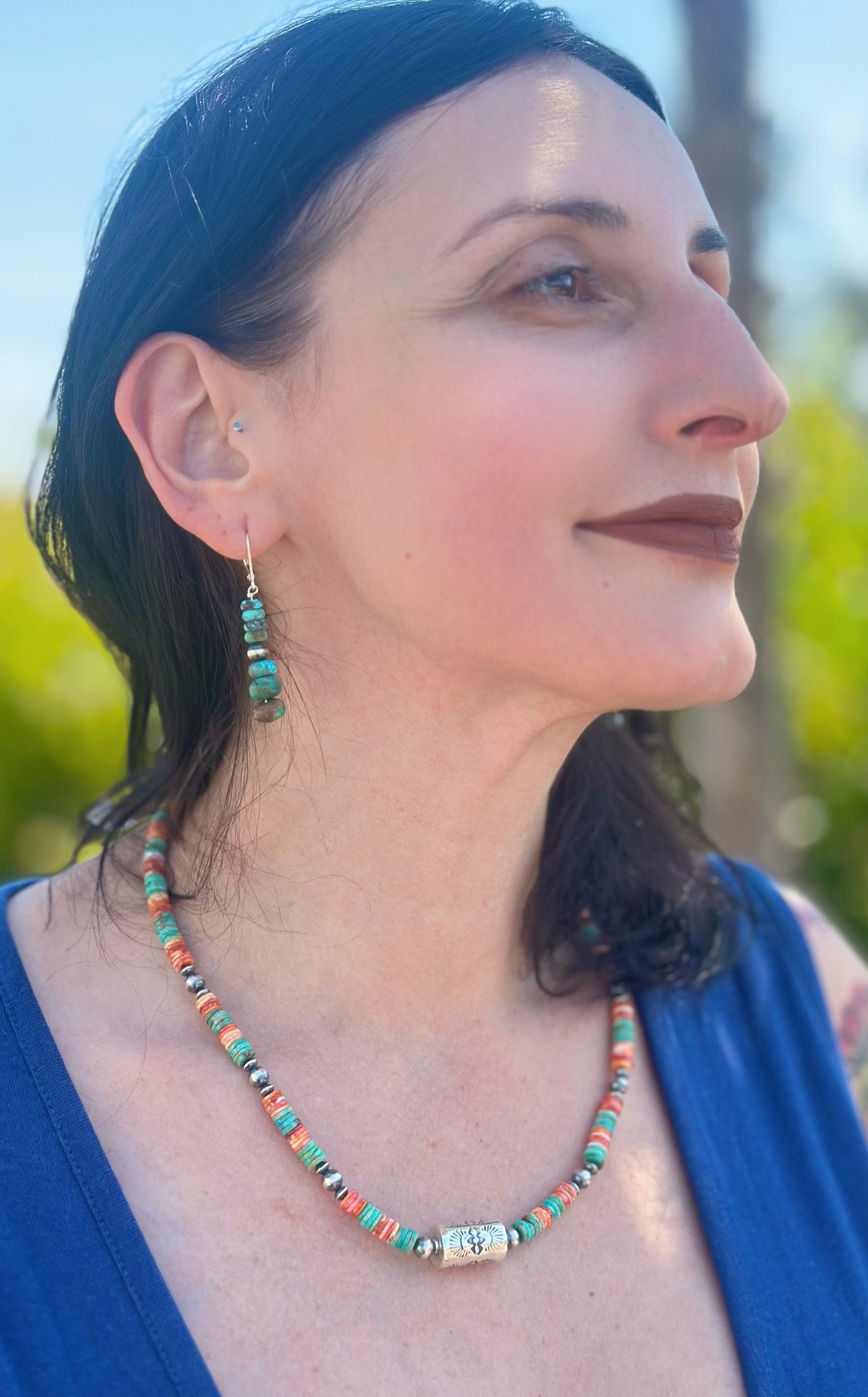 Spiny Oyster Turquoise Navajo Pearl Necklace (18"-20")