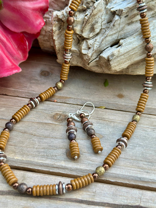 N0752 Jasper Copper Necklace (18”-20”)