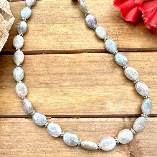 N0858 Labradorite Sterling Necklace (18”-20”)