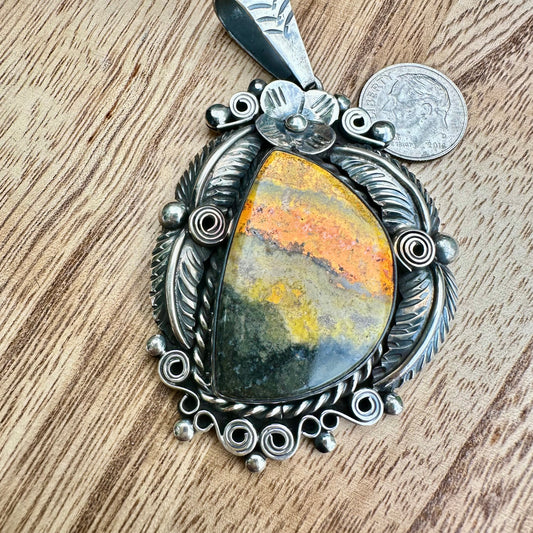 Bumble Bee Jasper Pendant 3” Necklace
