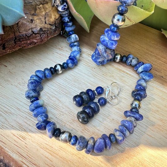Sodalite Navajo Pearl Earrings