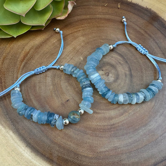 Chunky Aqua Marine Calcite Boho Bracelet