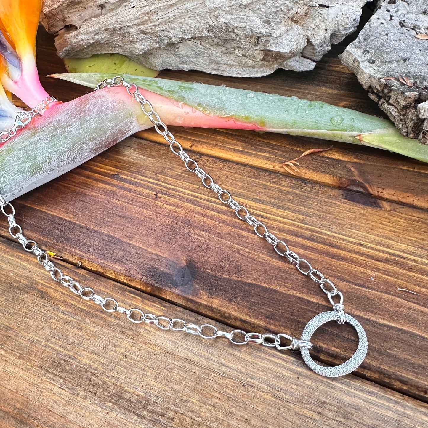 Sterling CZ Circle Necklace