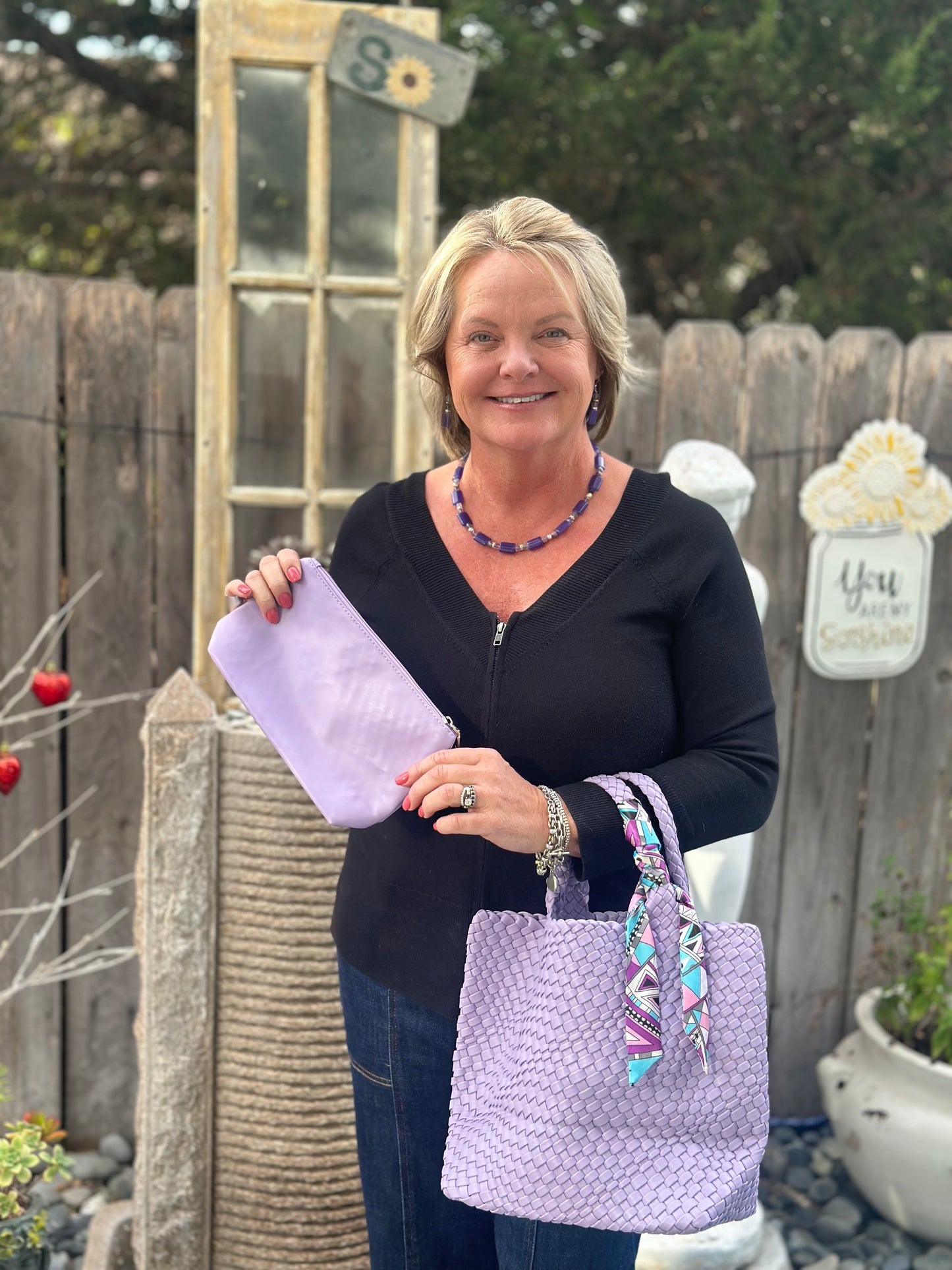 Summer Neoprene Woven Bag & Wallet Set