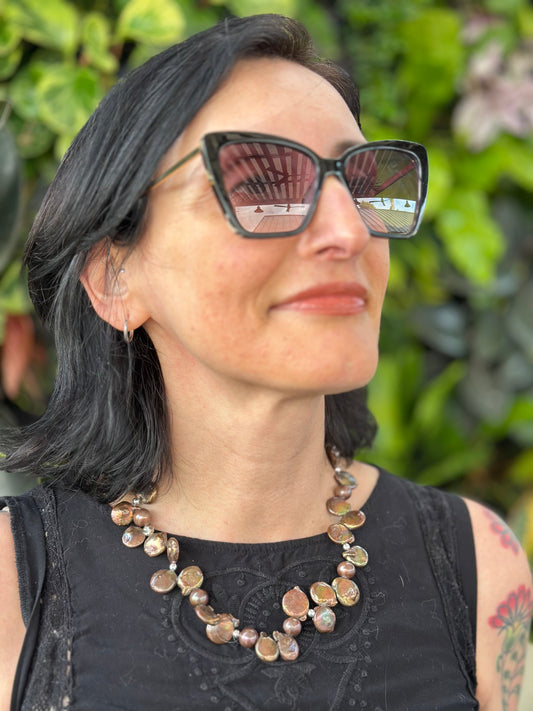 Chocolate Pearls Sterling Silver Necklace (18”-20”)