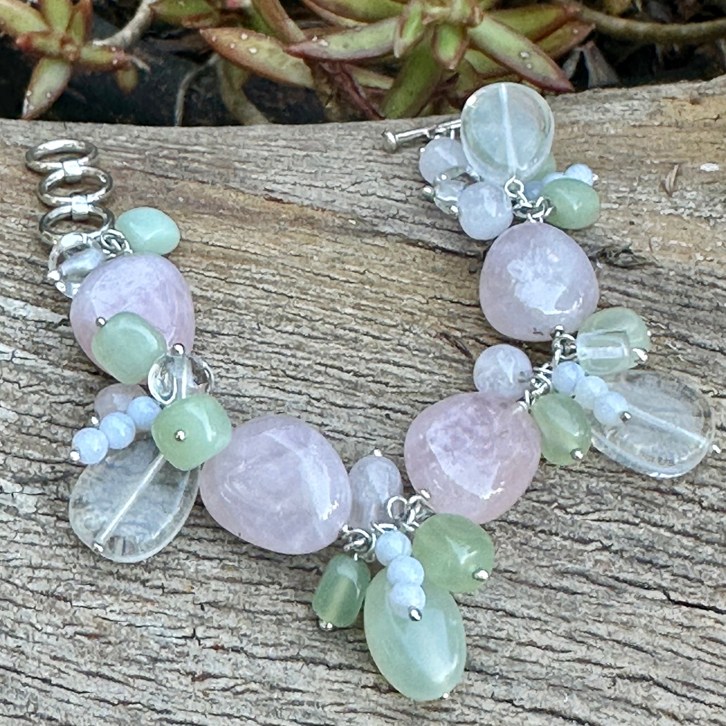 B0357 Sterling Rose Quartz Bracelet (6.5”-7.25”)