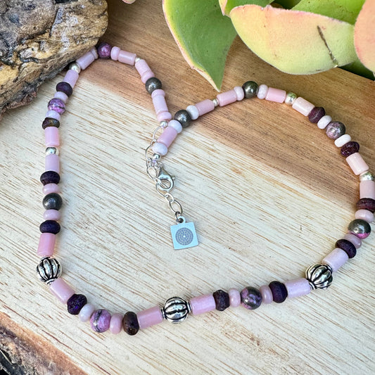 Lepidolite Jasper Sterling Silver Necklace (18"-20")