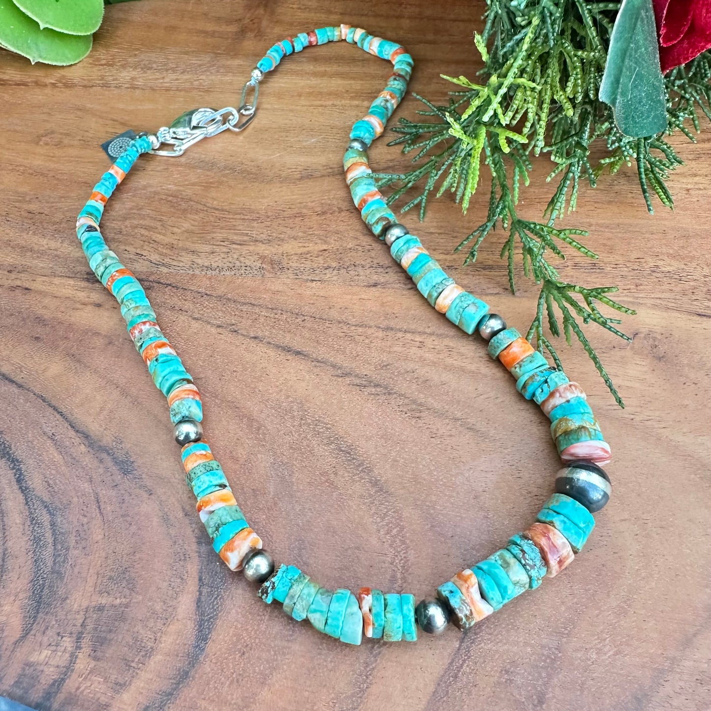 Turquoise Navajo Pearl Necklace (18”-20”).