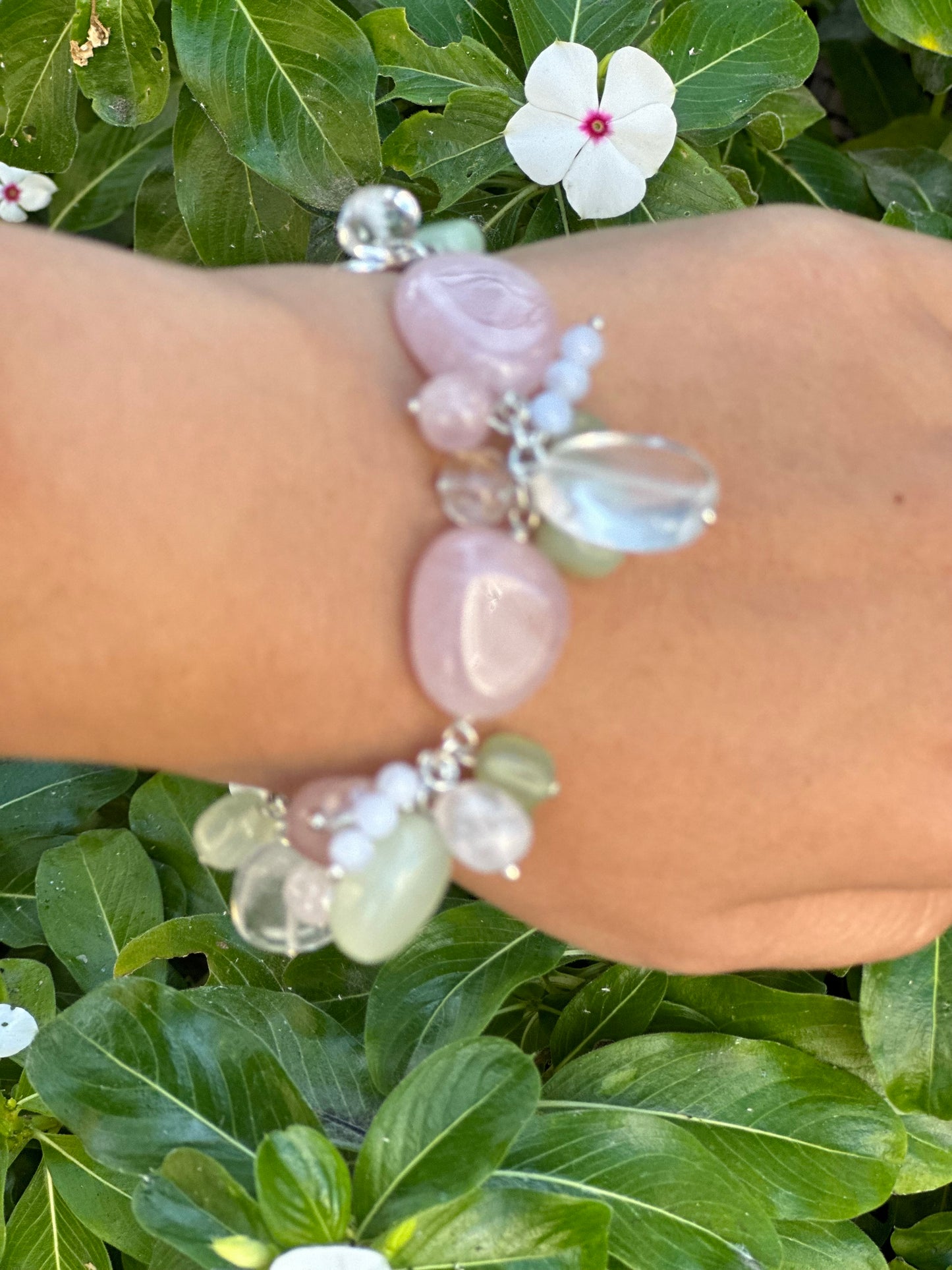 B0357 Sterling Rose Quartz Bracelet (6.5”-7.25”)