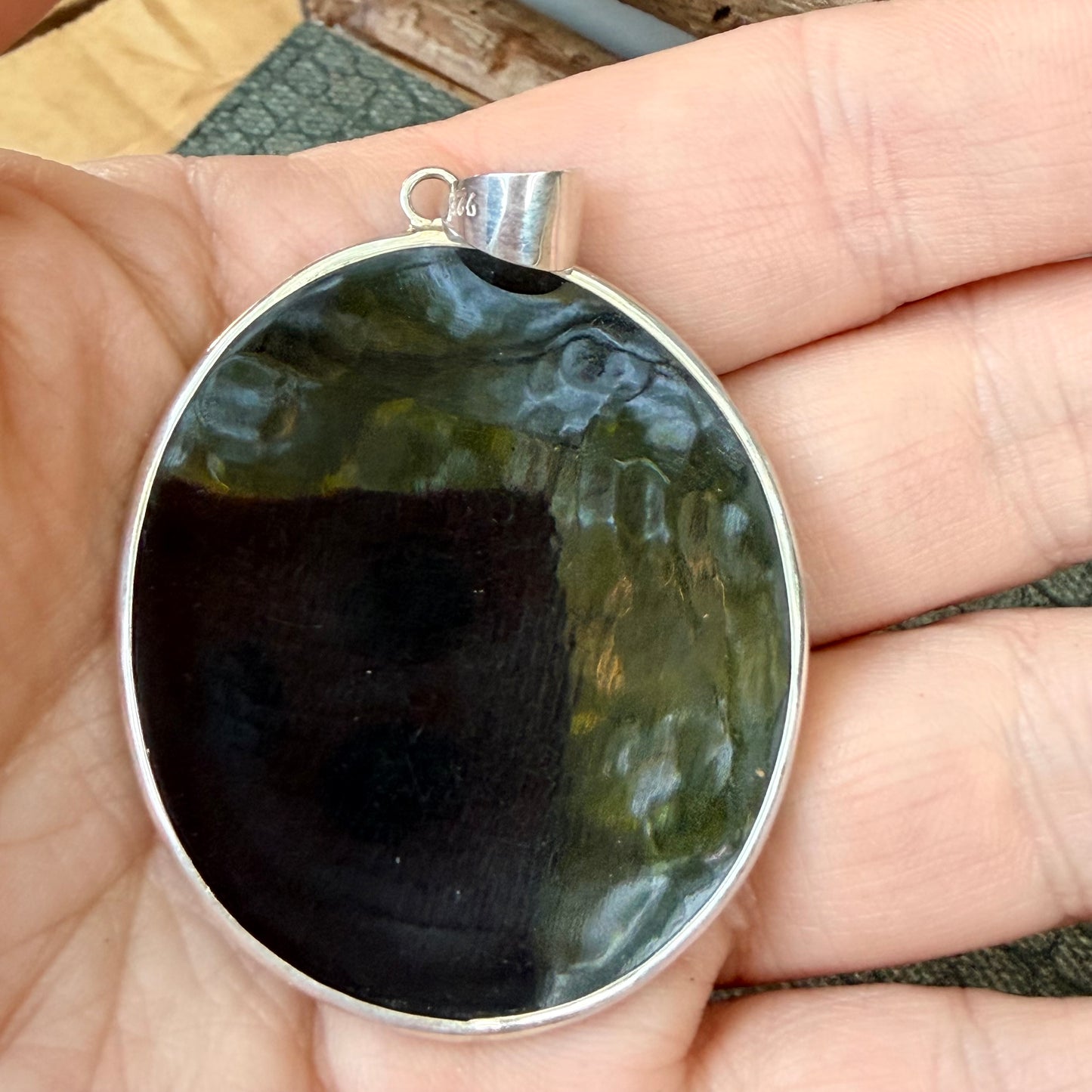 Sale - 2.3" Nautilus Shell Resin Sterling Silver on 18" Sterling Silver Chain