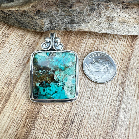 Taxco Turquoise Pendant 1.6” Necklace (18")