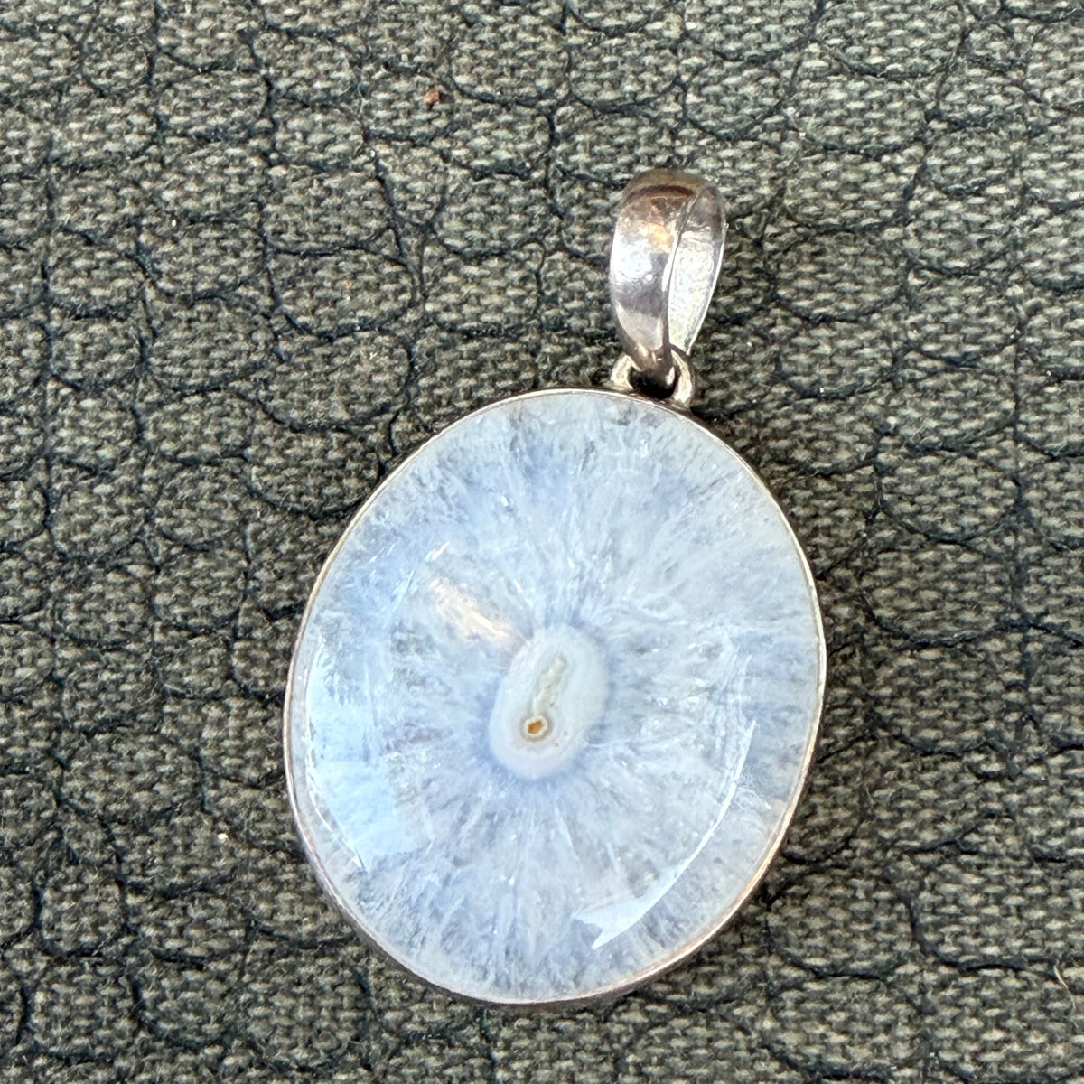 Sale - 2" Solar Quartz Sterling Silver Pendant Necklace (18")