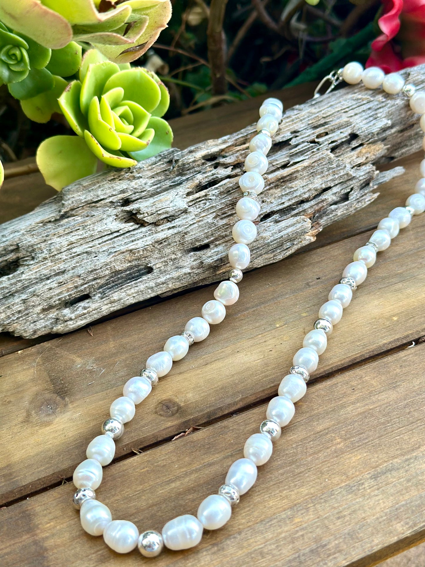 N0824 Pearl Sterling Necklace (22”-24”)
