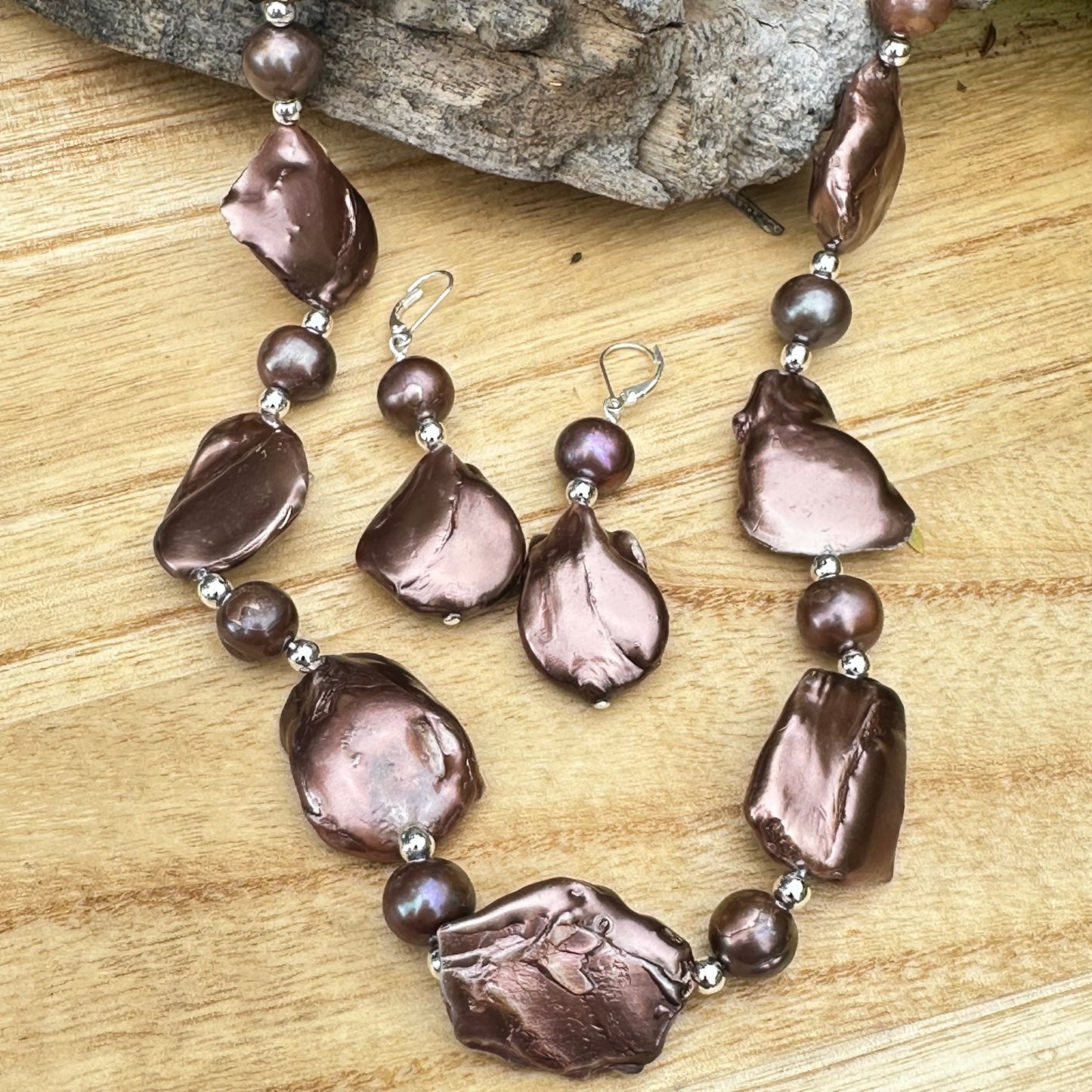 Chocolate Baroque Pearl Earrings