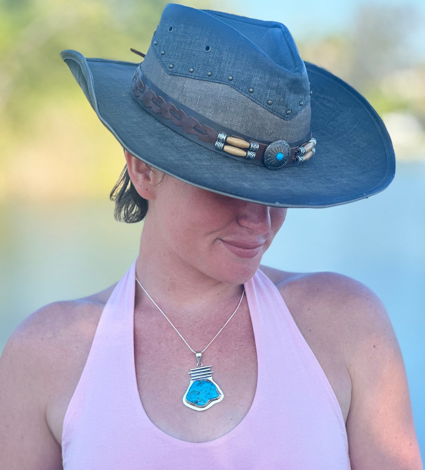 Turquoise Sterling Silver Necklace (18”)