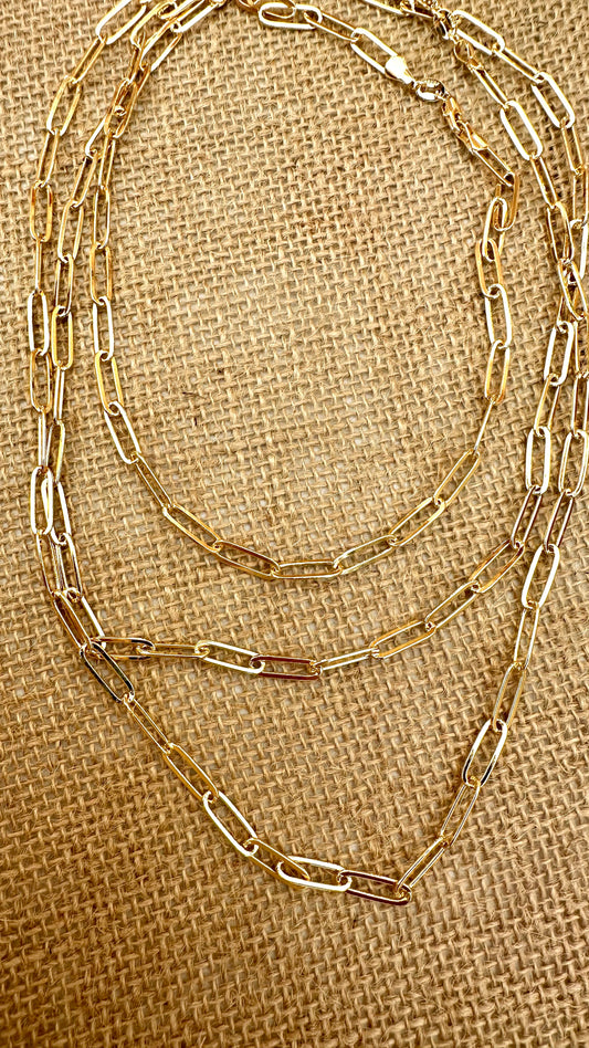 N0936 20” Paperclip 18K Gold Filled Necklace