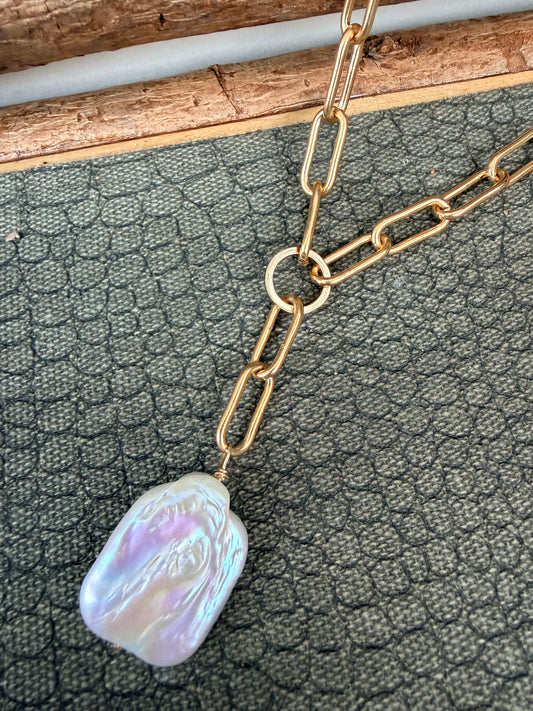 Sale - 20” + 4” drop Gold Pearl Necklace