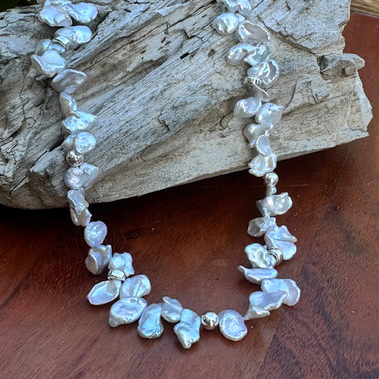 Cultured Keishi Pearl & Sterling Silver Necklace