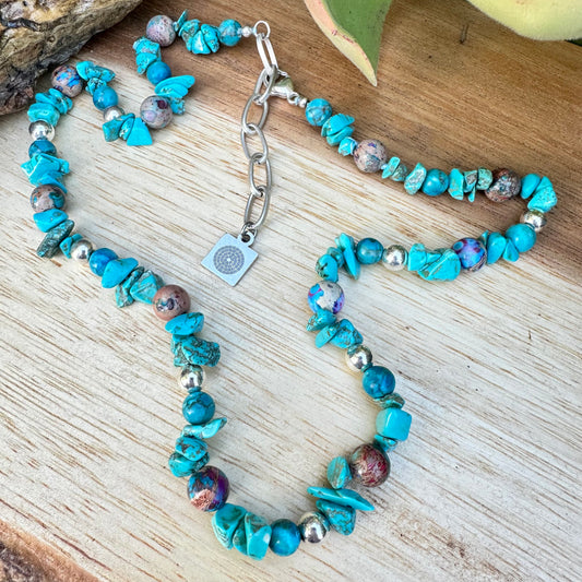 Turquoise Sterling Silver Necklace (18"-20")