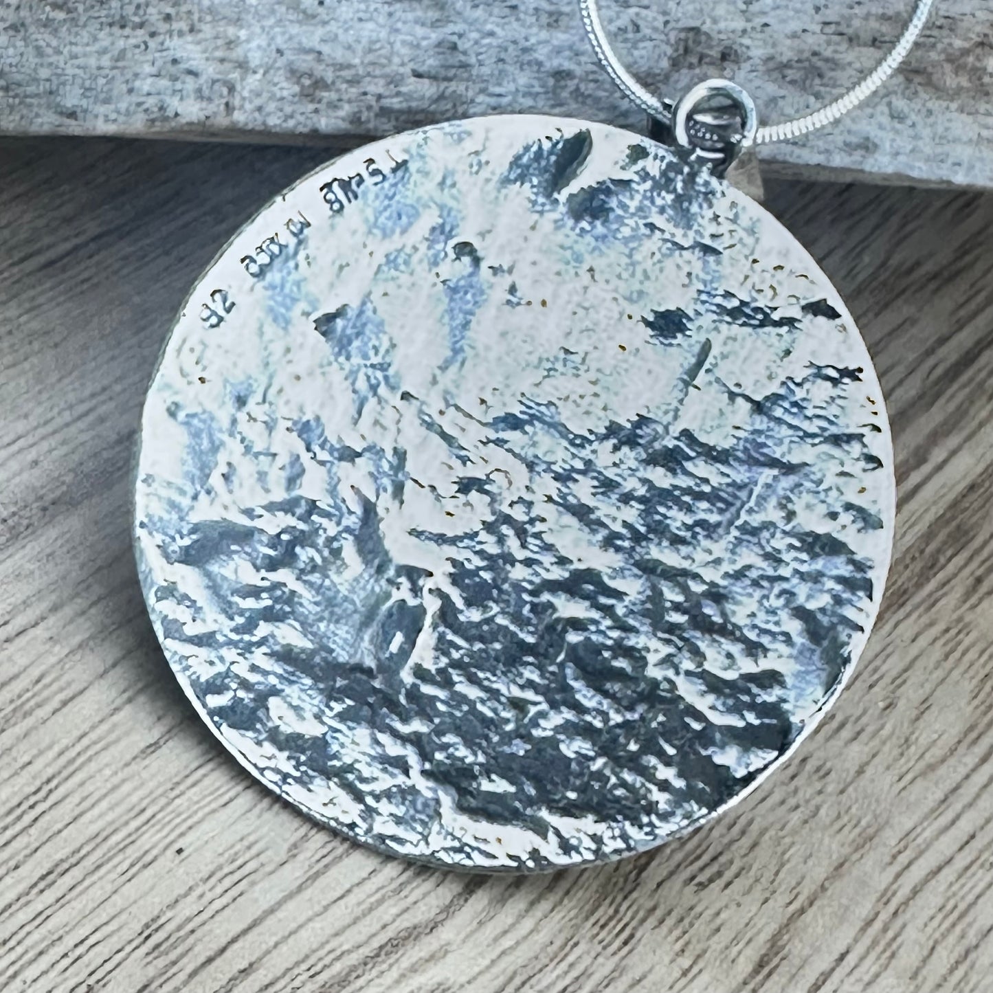 Taxco Textured Sterling Silver Circle 2.25” Necklace