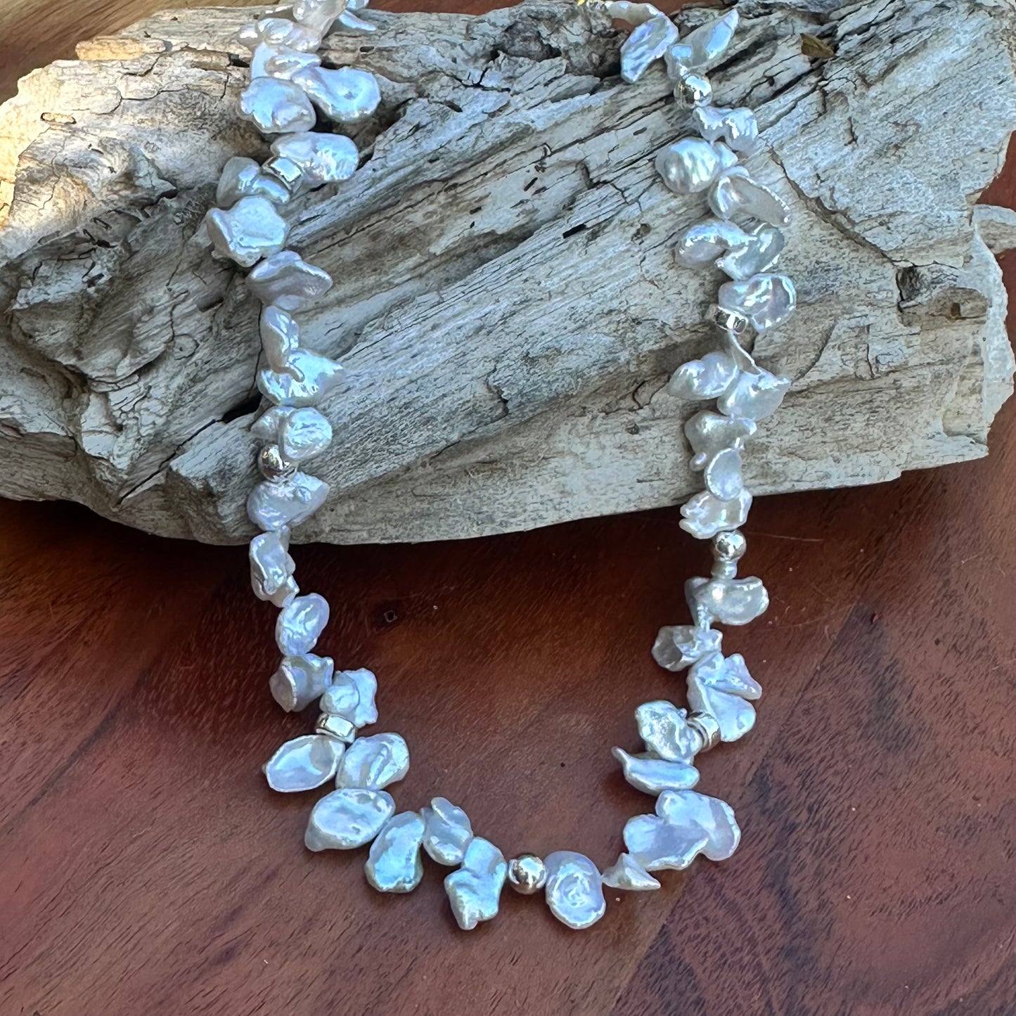 Cultured Keishi Pearl & Sterling Silver Necklace