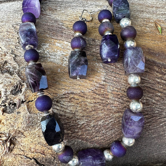 N0883 Korean Amethyst Druzy Necklace (18”-20”)