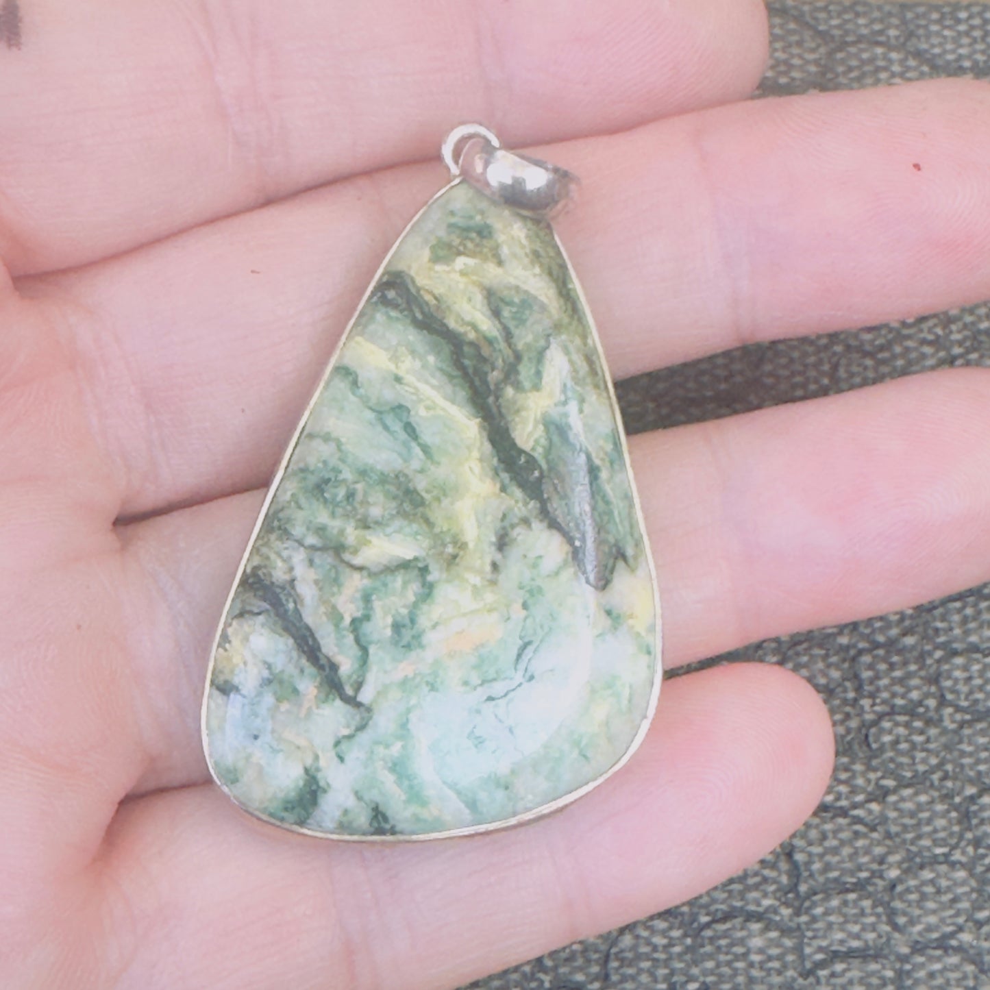 Sale - 2" Muscovite Sterling Silver Pendant Necklace (18")