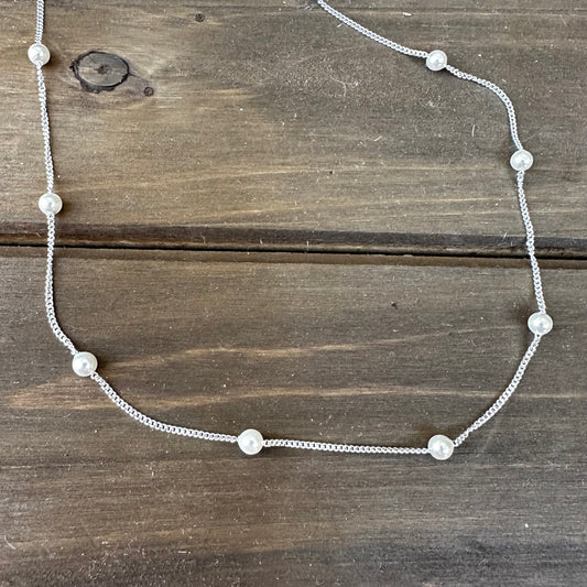 N0916 Pearl Sterling Necklace (17”)