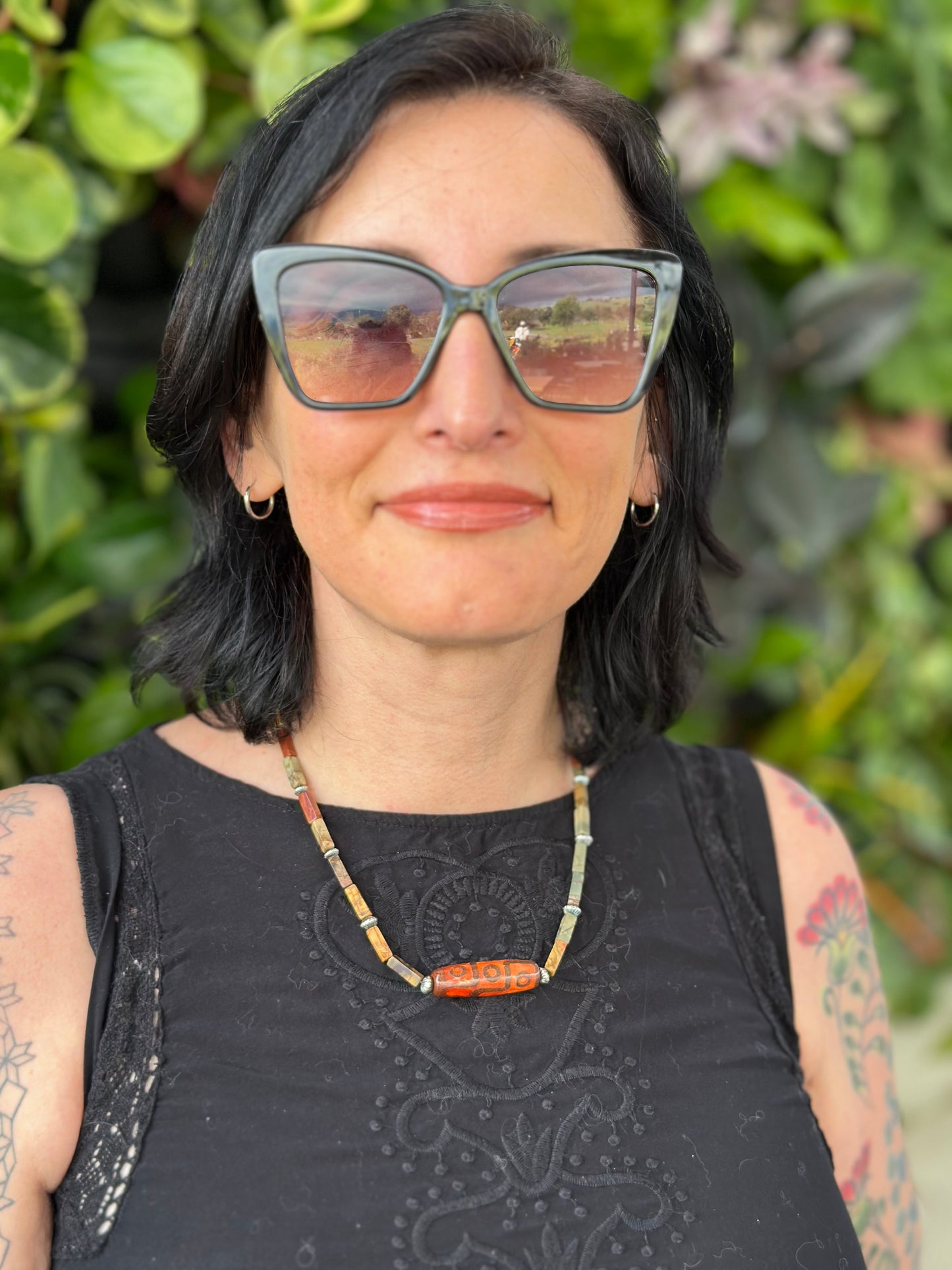 Jasper Agate Navajo Pearl Necklace (18”-20”)