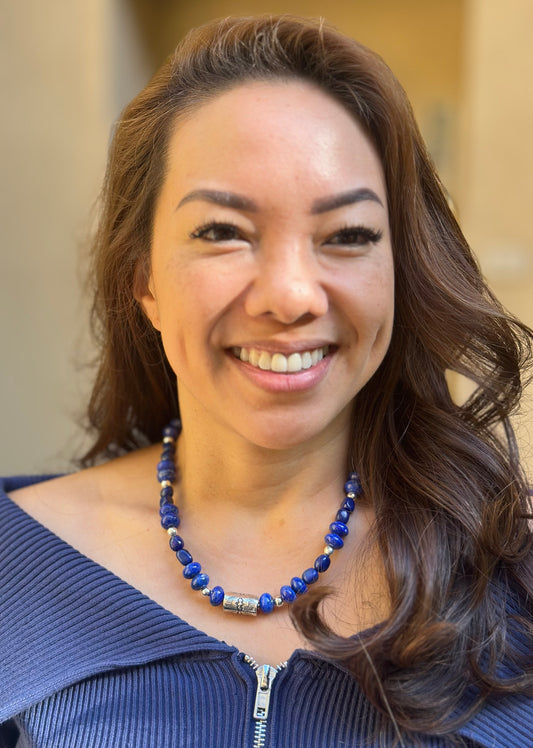 Lapis Sterling Barrel Necklace (18”-20”)