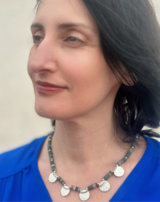 Jasper Sterling Silver Necklace (18”-20”)