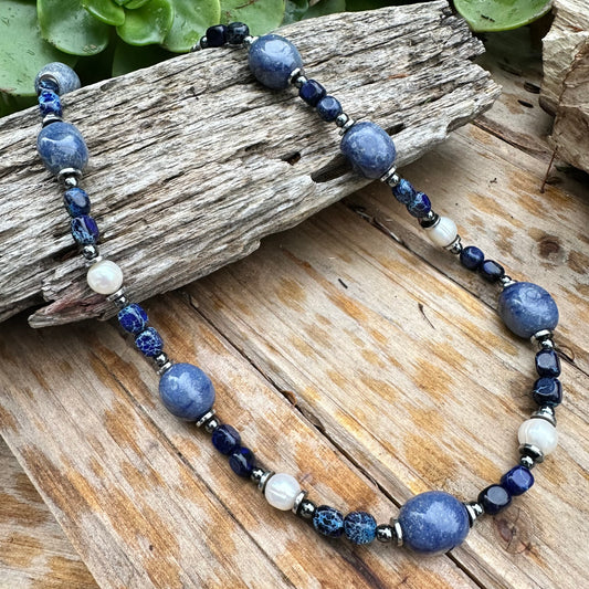 N0711 Dumortierite Blue Necklace (20”-22”)