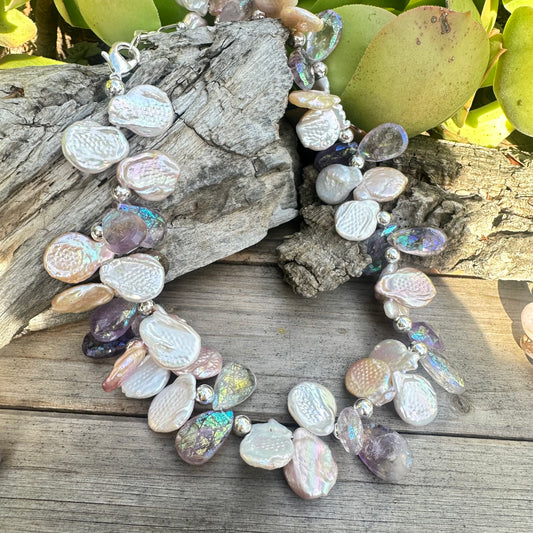 Amethyst Quartz Baroque Pearl Necklace
