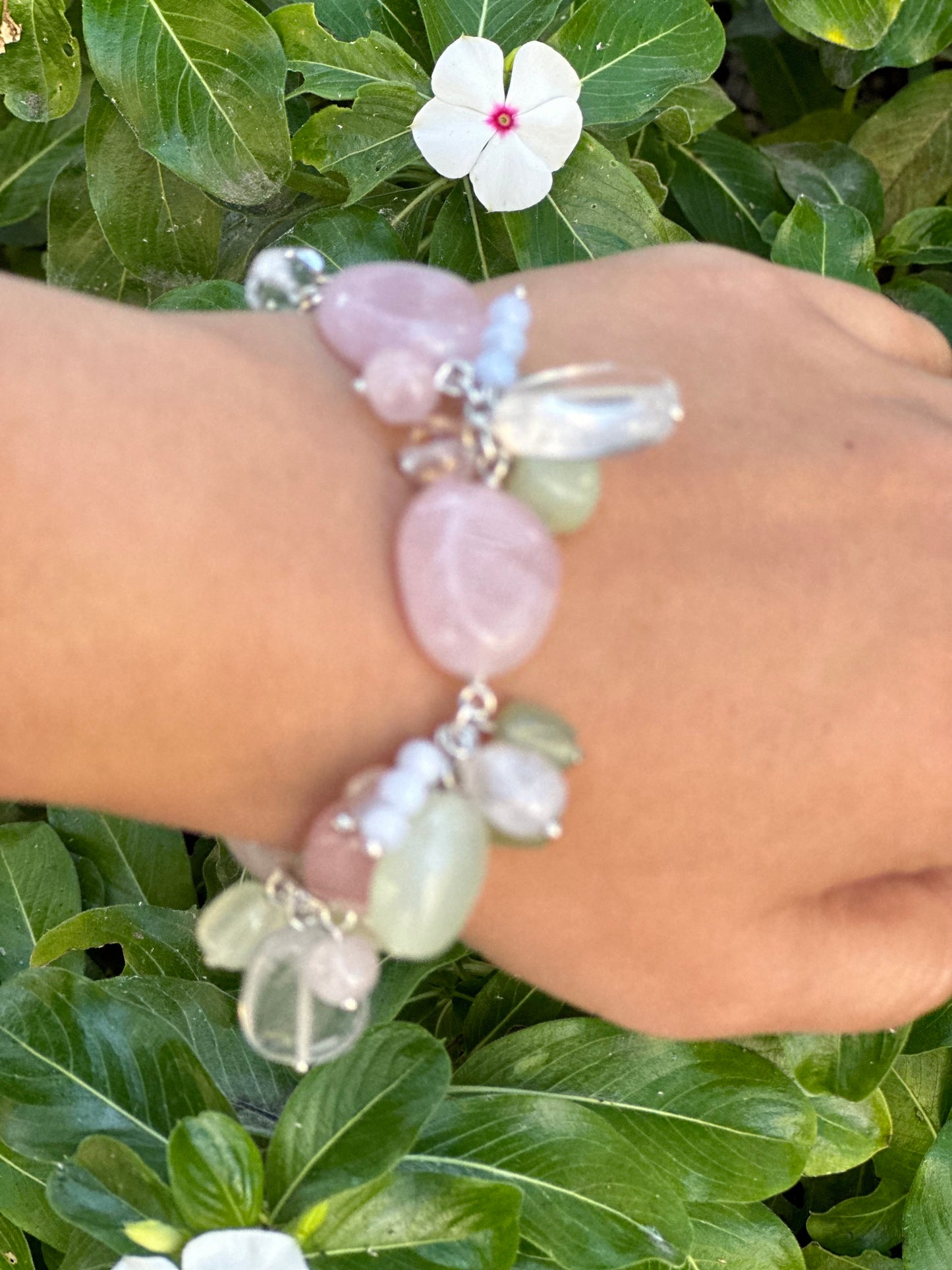 B0357 Sterling Rose Quartz Bracelet (6.5”-7.25”)