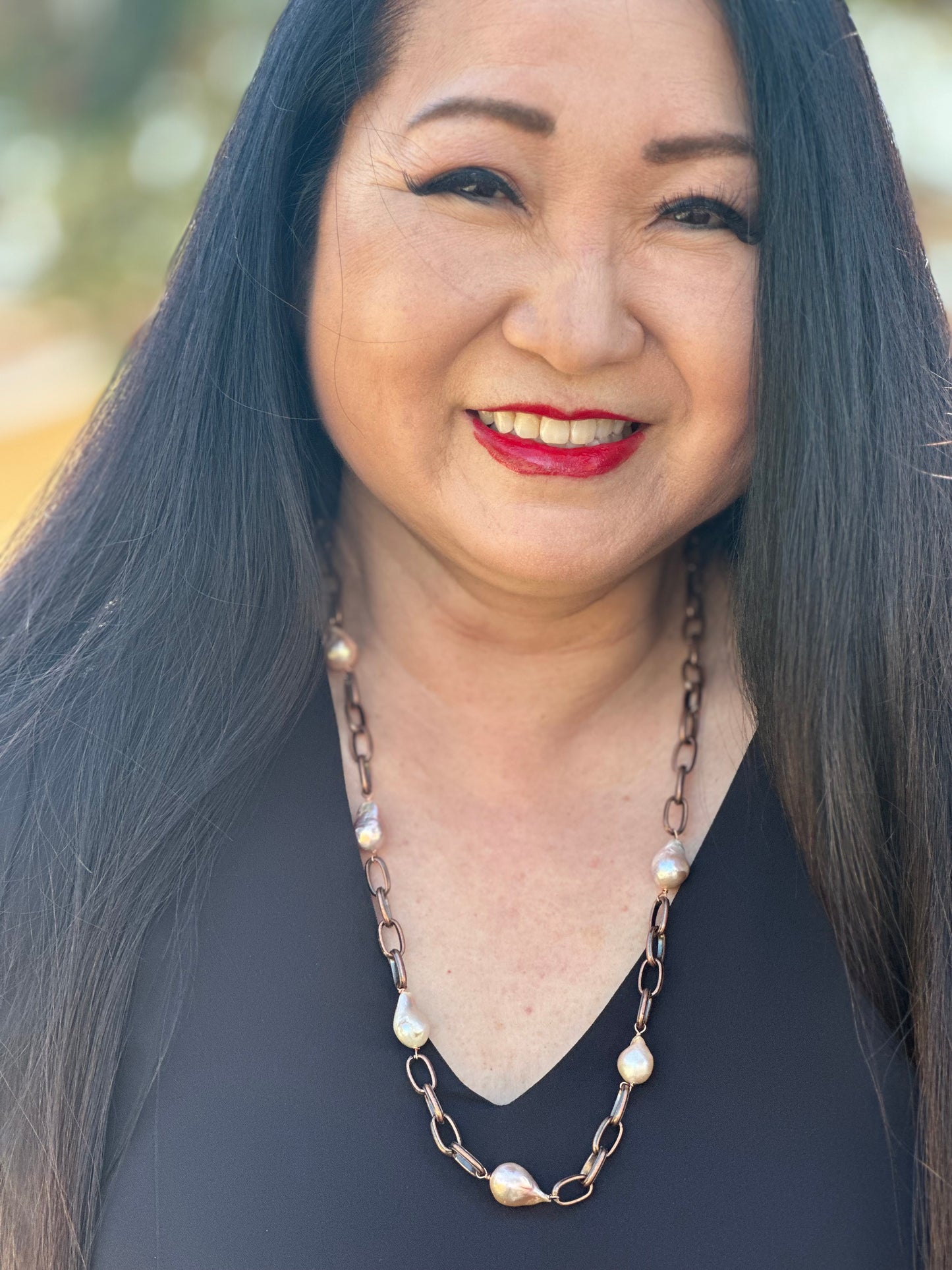 N0715 Copper Pearl Necklace (24”)