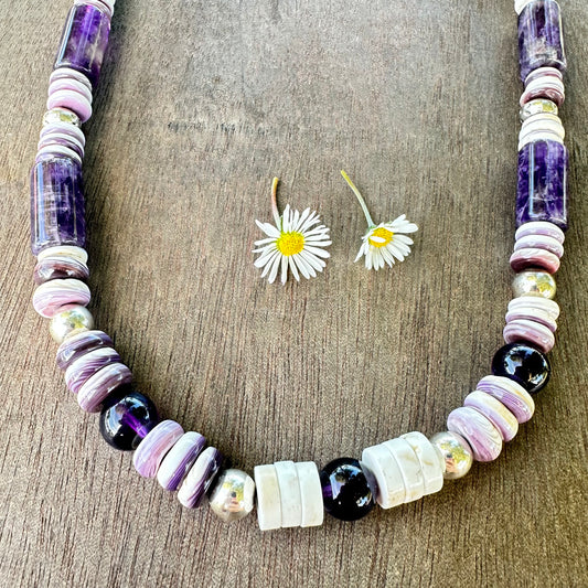 Amethyst Navajo Pearl Shell Necklace