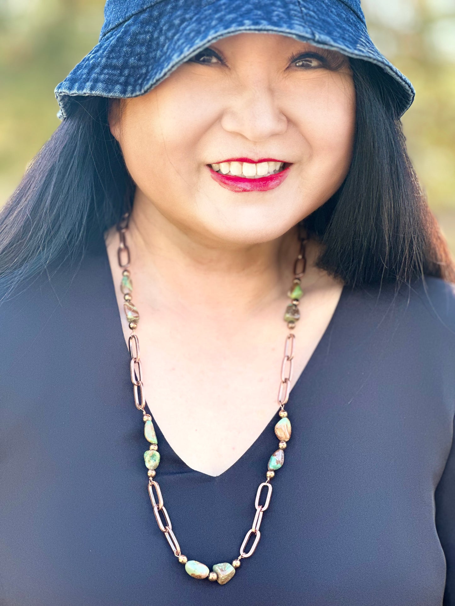 N0716 Copper Turquoise Necklace (24”)