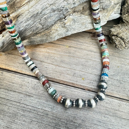 Flourite Navajo Pearl Necklace (18”-20”)