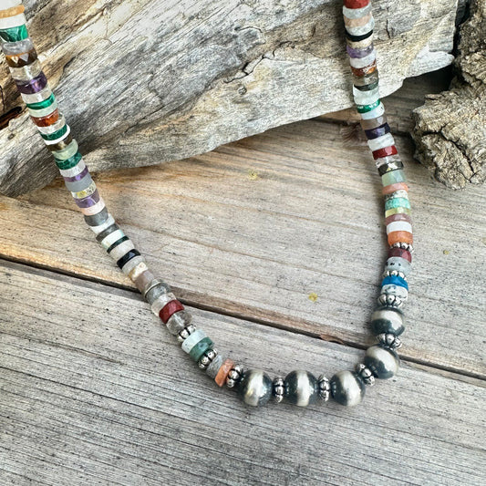 Flourite Navajo Pearl Necklace (18”-20”)