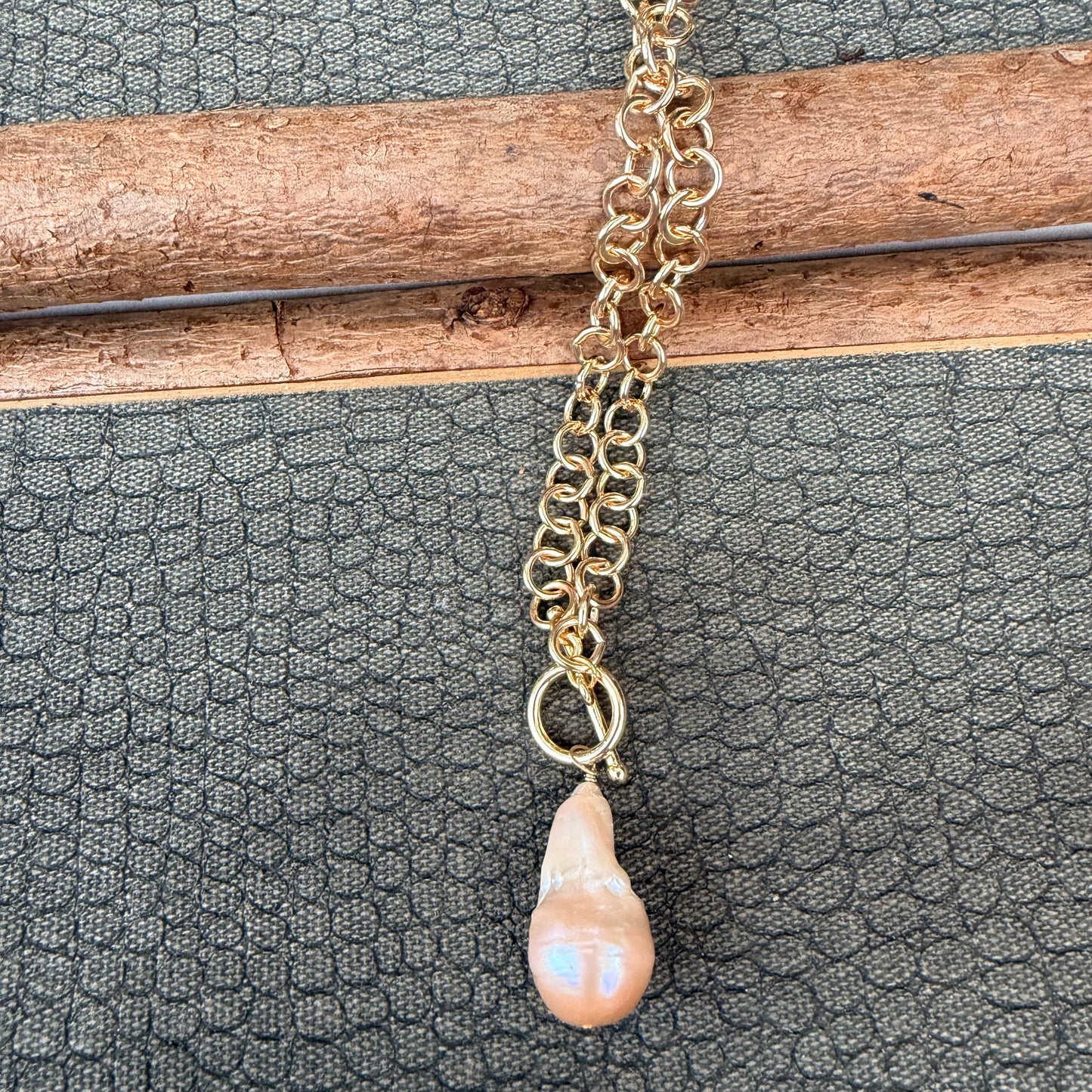 Sale - Baroque Gold Pearl Necklace