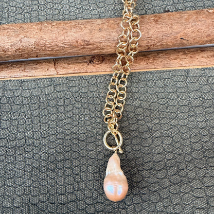 Sale - Baroque Gold Pearl Necklace
