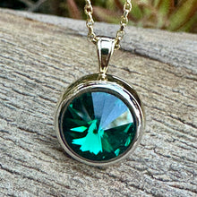 Load image into Gallery viewer, N0925  Emerald Swarovski Necklace (adjustable to 36&quot;)
