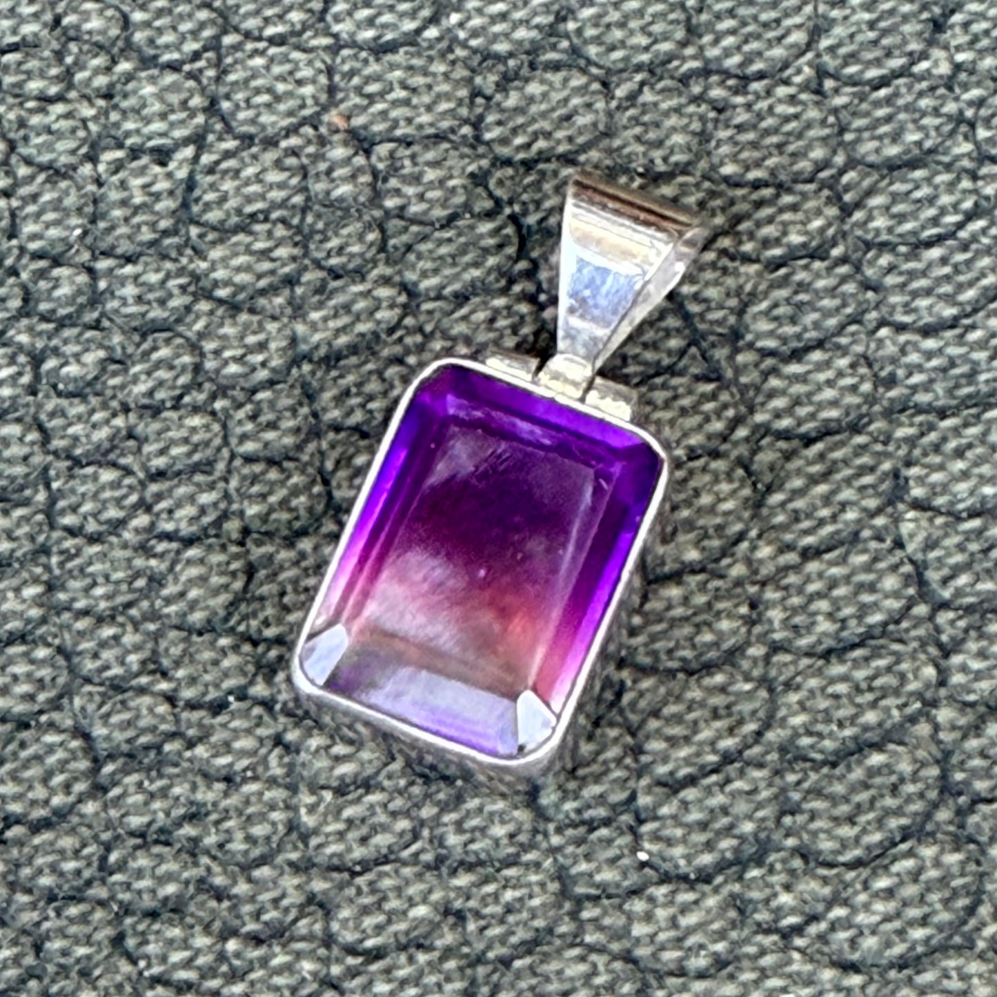 Sale -  1.2" Flourite Quartz Sterling Silver Pendant Necklace (18")