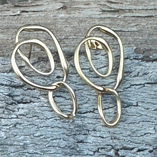 E0730  Art Deco Gold Earrings (2”)