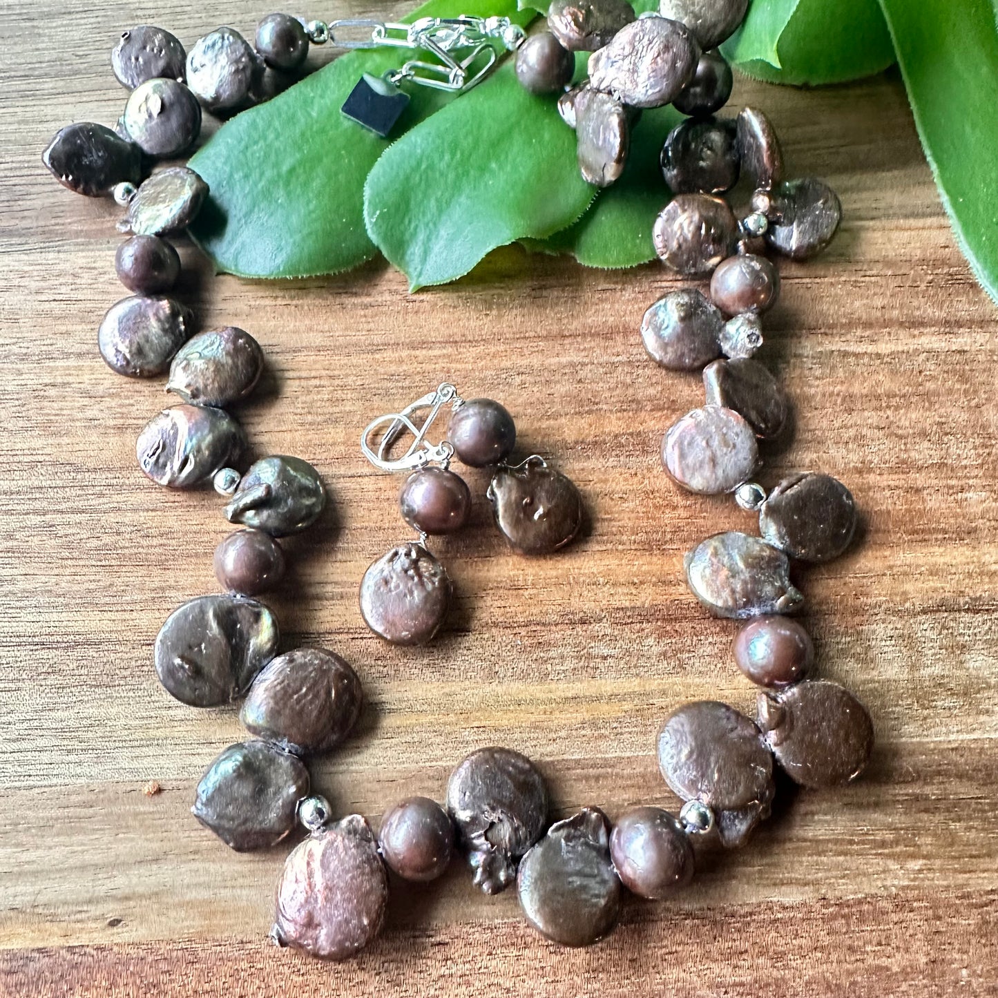 Chocolate Pearls Sterling Silver Necklace (18”-20”)
